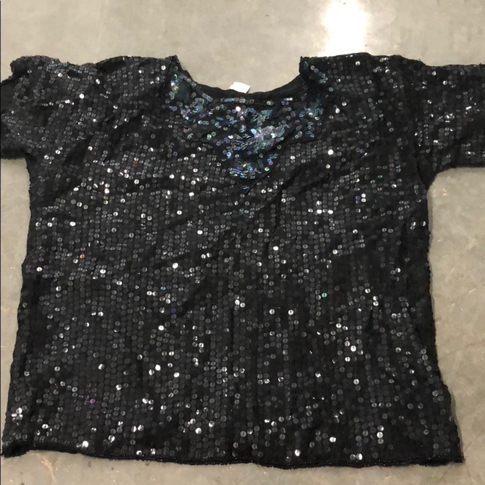 Vintage! Sequin black top